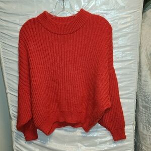 3.1 Phillip Lim Vibrant Red Wool Mohair  Mockneck Cropped Sweater sz L